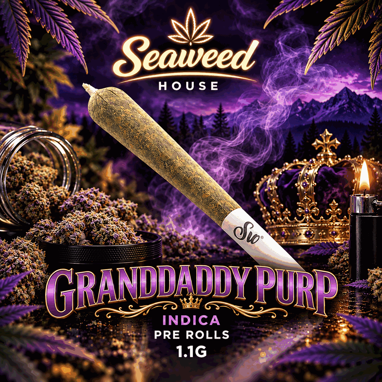 Granddaddy Purp Indica Pre-Roll 1.1g | Seaweed House