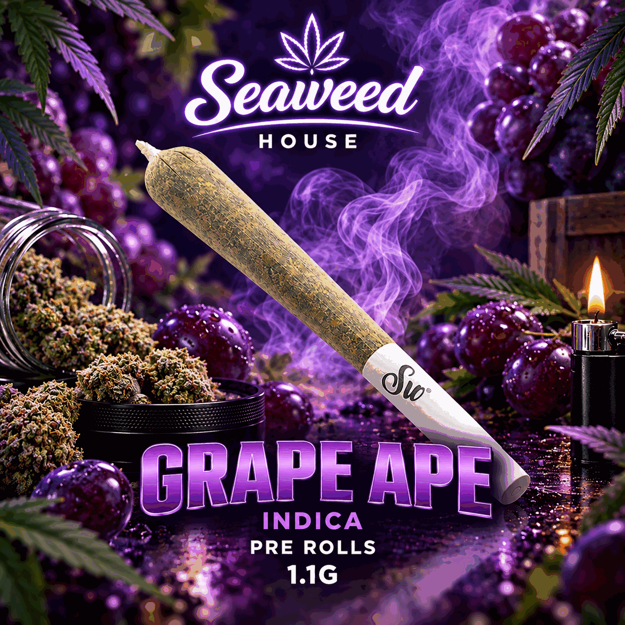 Grape Ape Indica Pre-Roll 1.1g | Seaweed House
